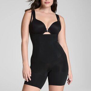 Spanx Open-Bust Mid-Thigh Bodysuit Very Black XL